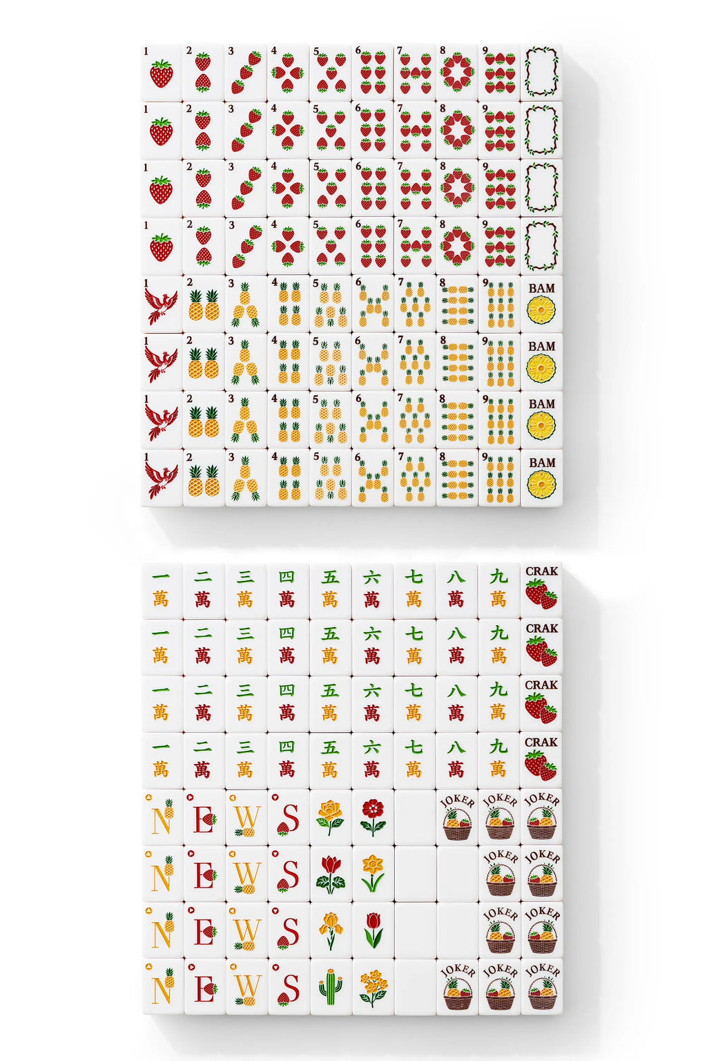 Strawberry Pineapple Shimmer Mahjong Tiles