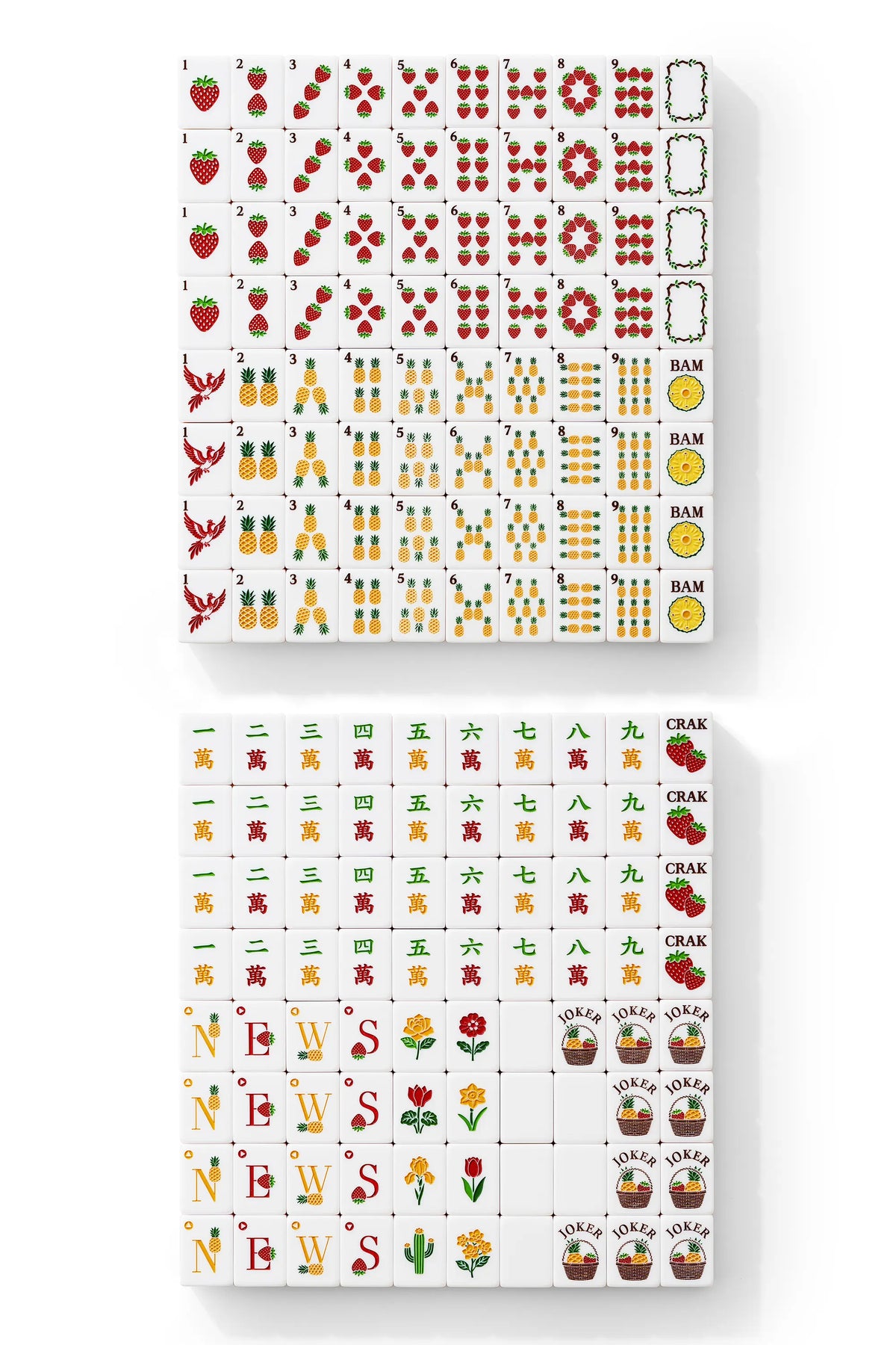 Strawberry Pineapple Shimmer Mahjong Tiles