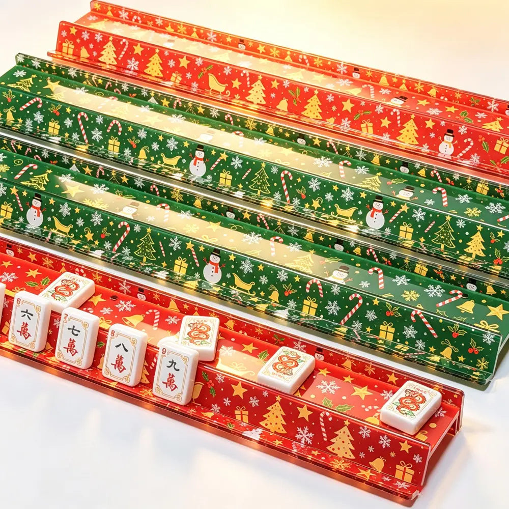 Christmas Acrylic Mahjong Racks with Pushers  20" Set of 4