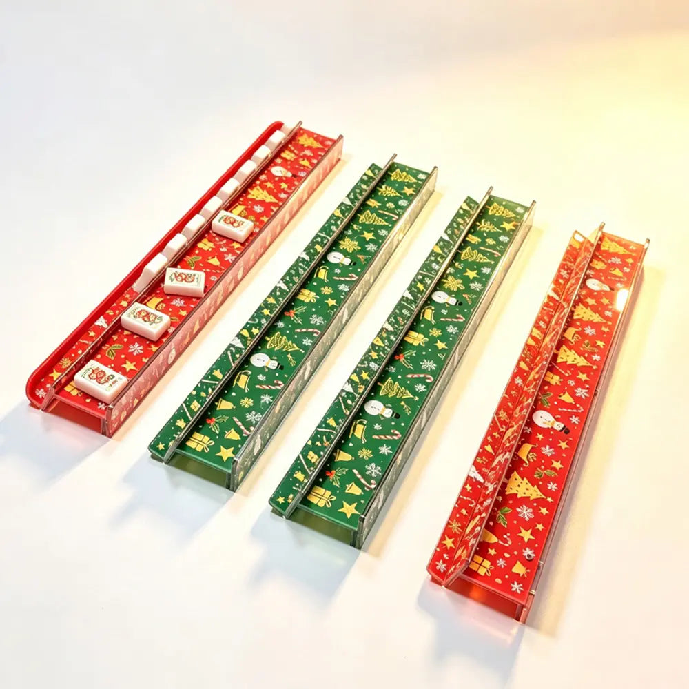 Christmas Acrylic Mahjong Racks with Pushers  20" Set of 4