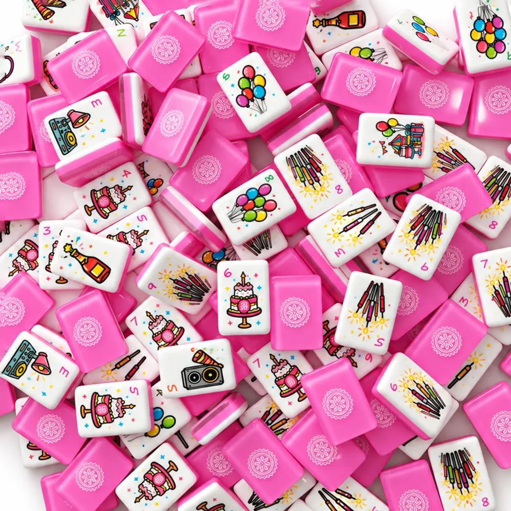 Birthday Bash Hot Pink Mahjong Tiles