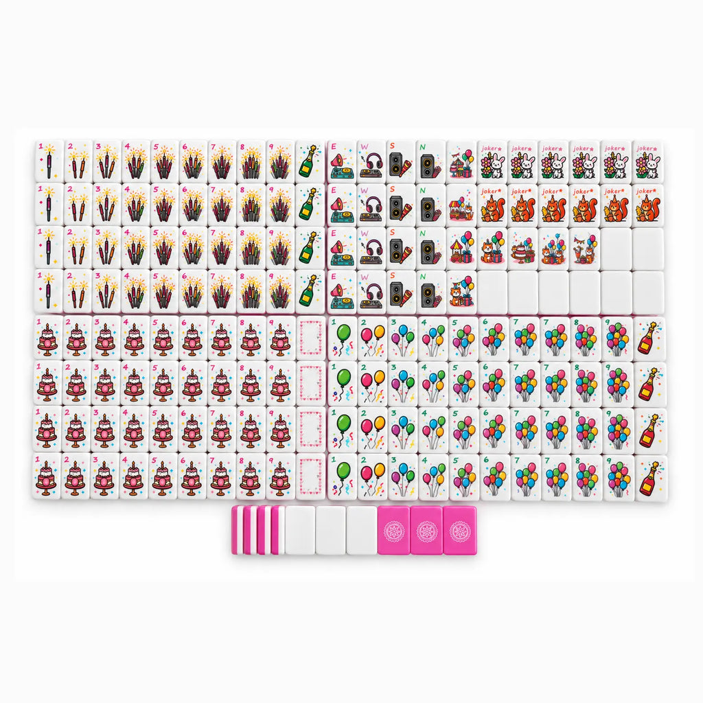 Birthday Bash Hot Pink Mahjong Tiles