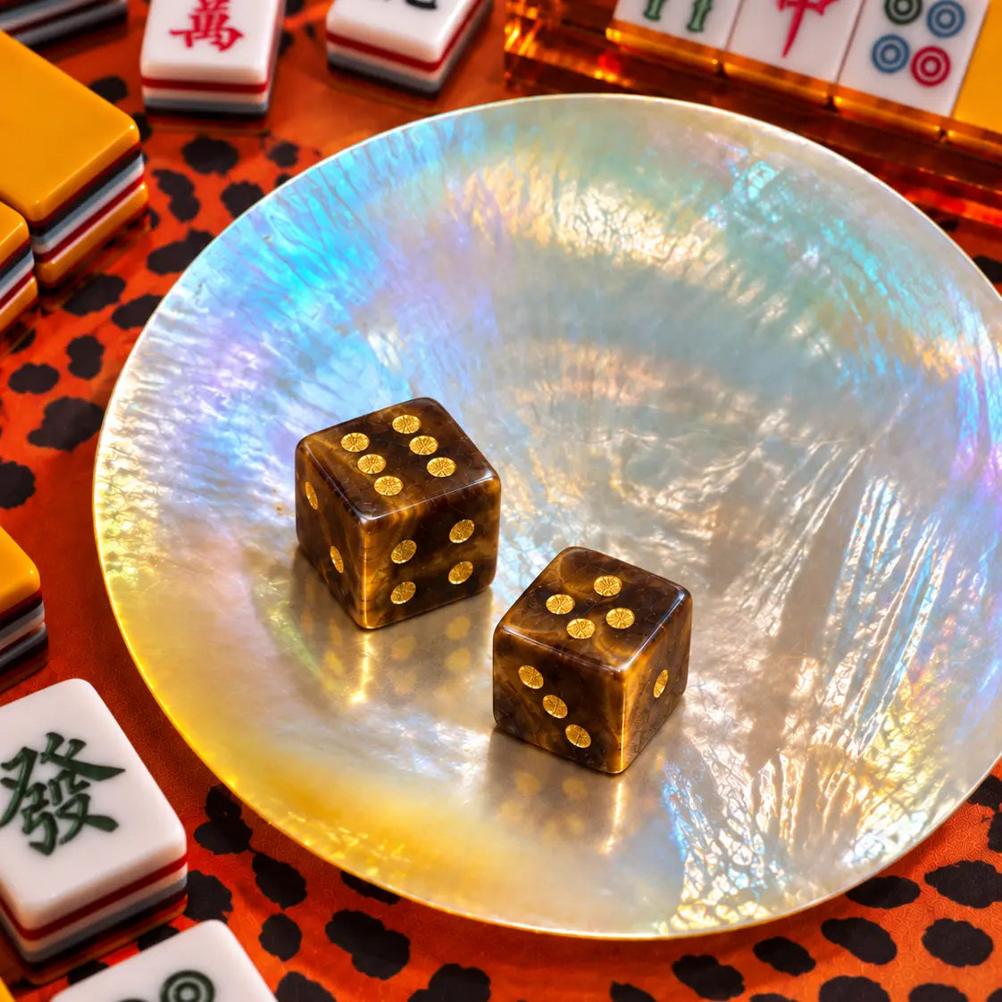Natural Mother of Pearl Mahjong Dice Dish