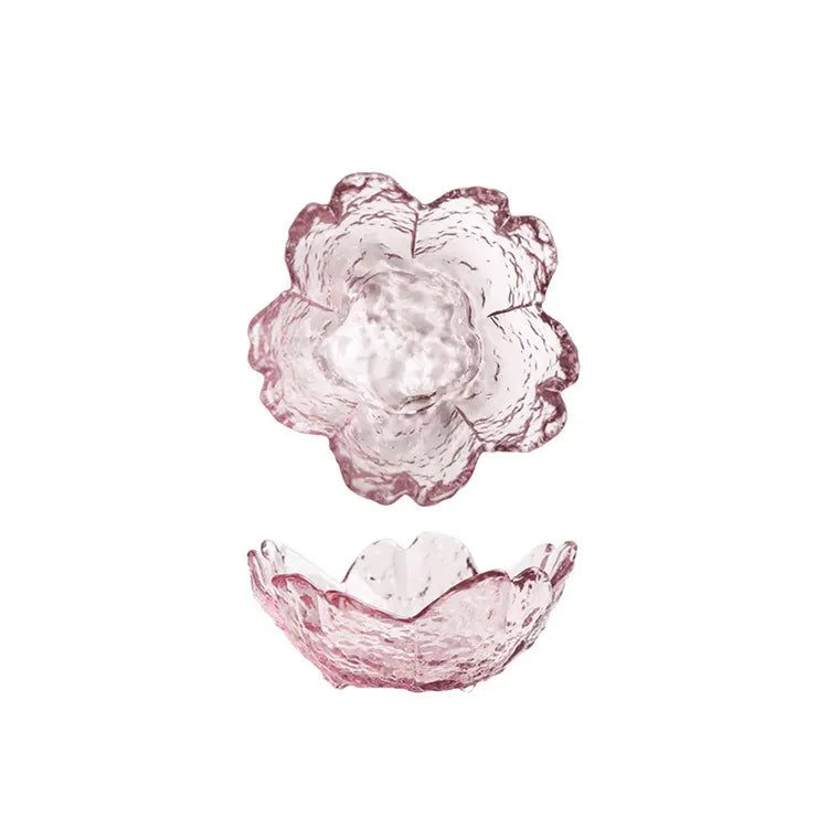 Pink Glass Flower Mahjong Dice Dish