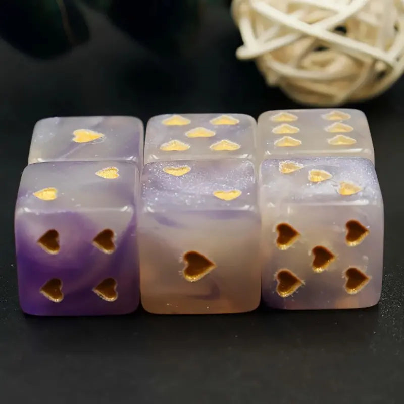Swirled Acrylic Heart Pip Mahjong Dice