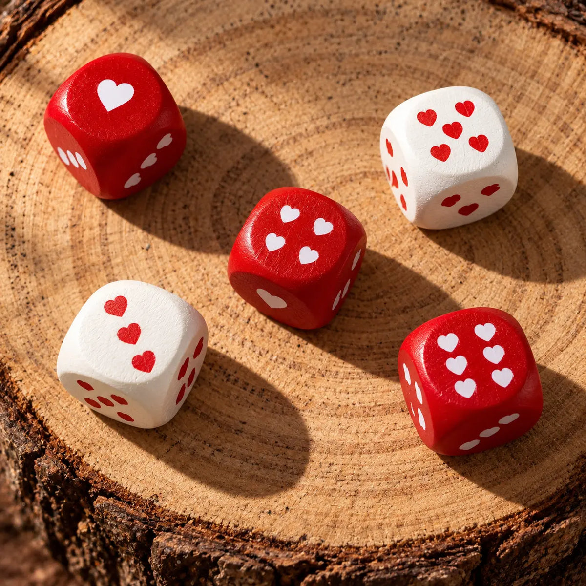 Heart Pip Wooden Mahjong Dice