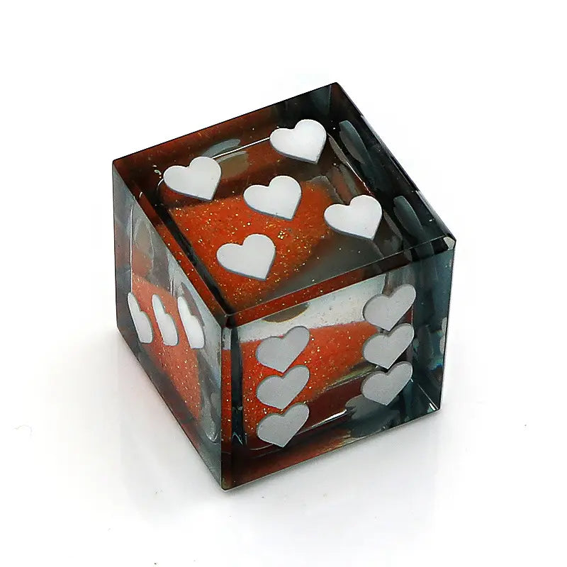 Liquid Glitter Resin Heart Pip Mahjong Dice