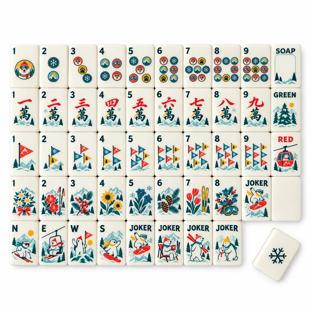 Polar Bear Ski Adventure Mahjong Tiles