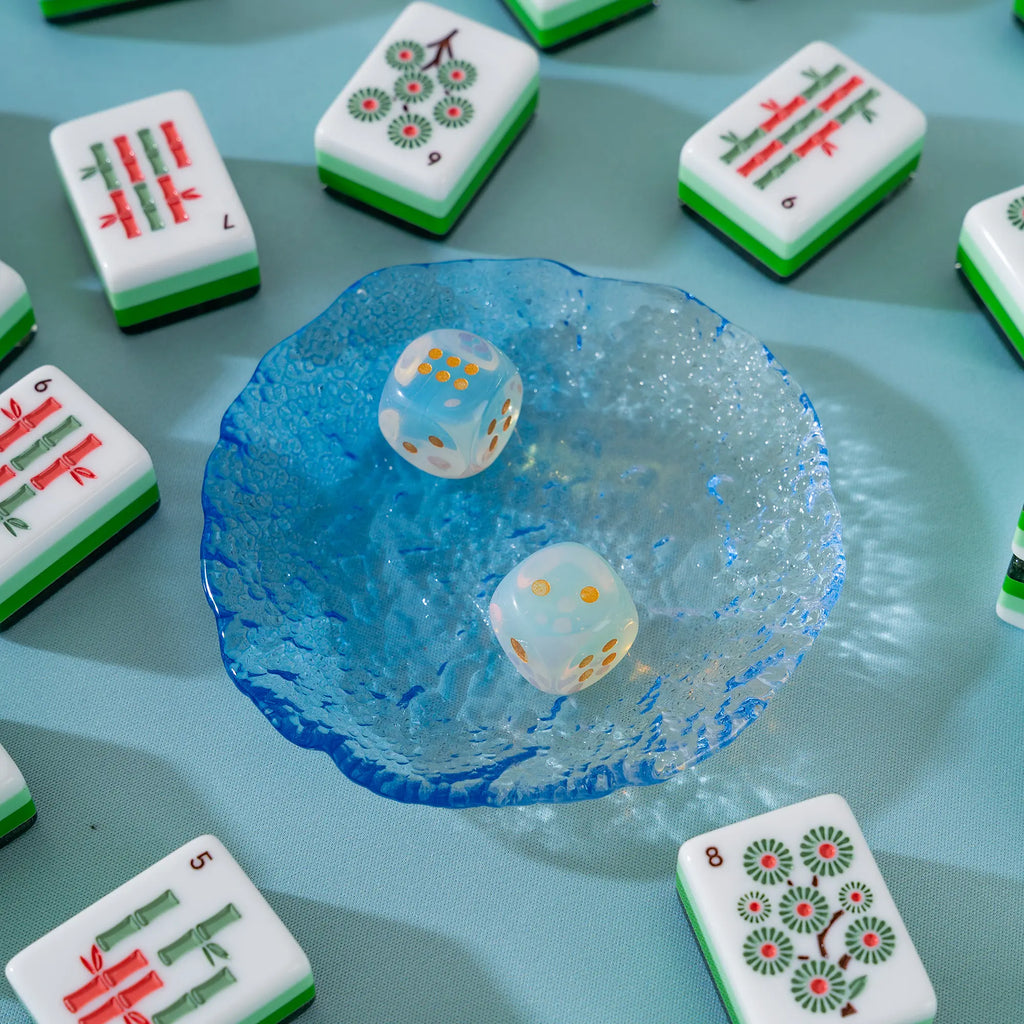Glacier Textured Glass Mahjong Dice Dish