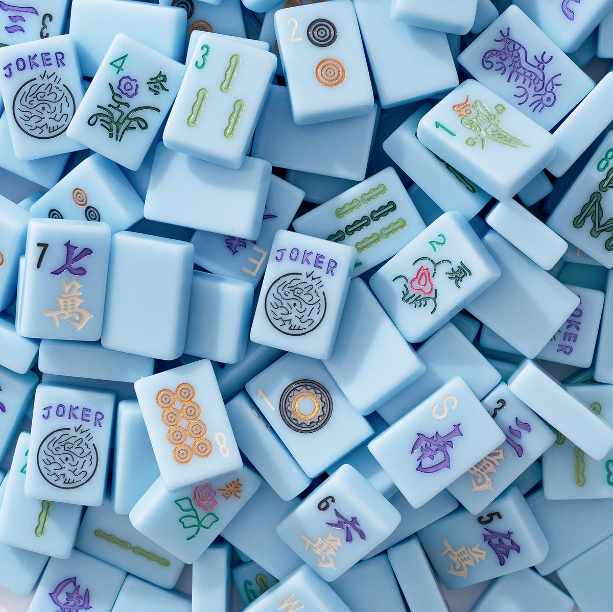 Pastel Blue Classic American Mahjong Tiles