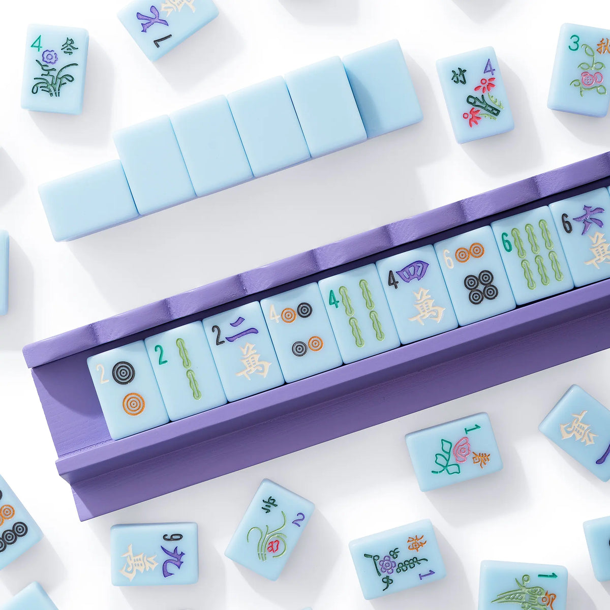 Pastel Blue Classic American Mahjong Tiles