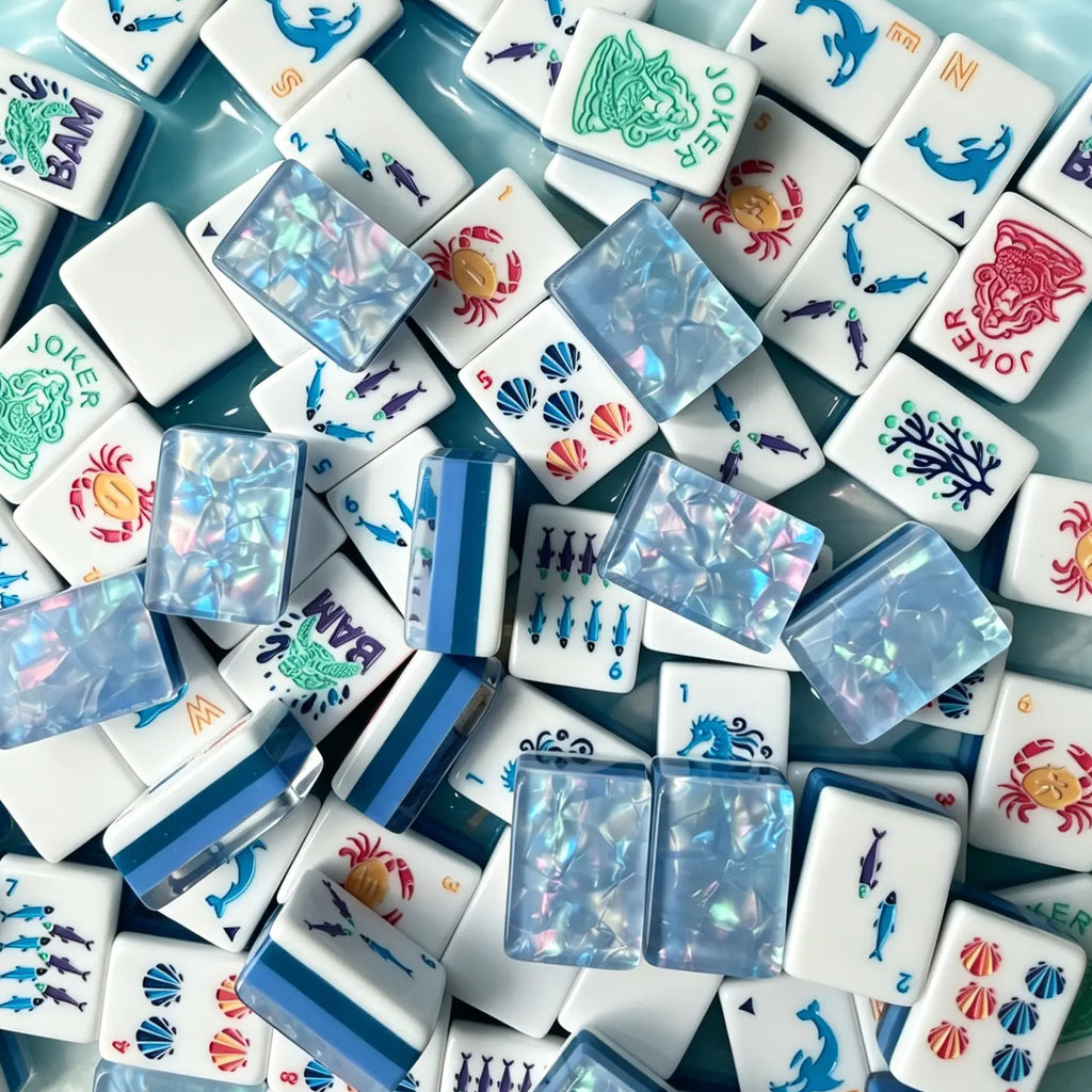 Ice Blue Aquarium Mahjong Tiles