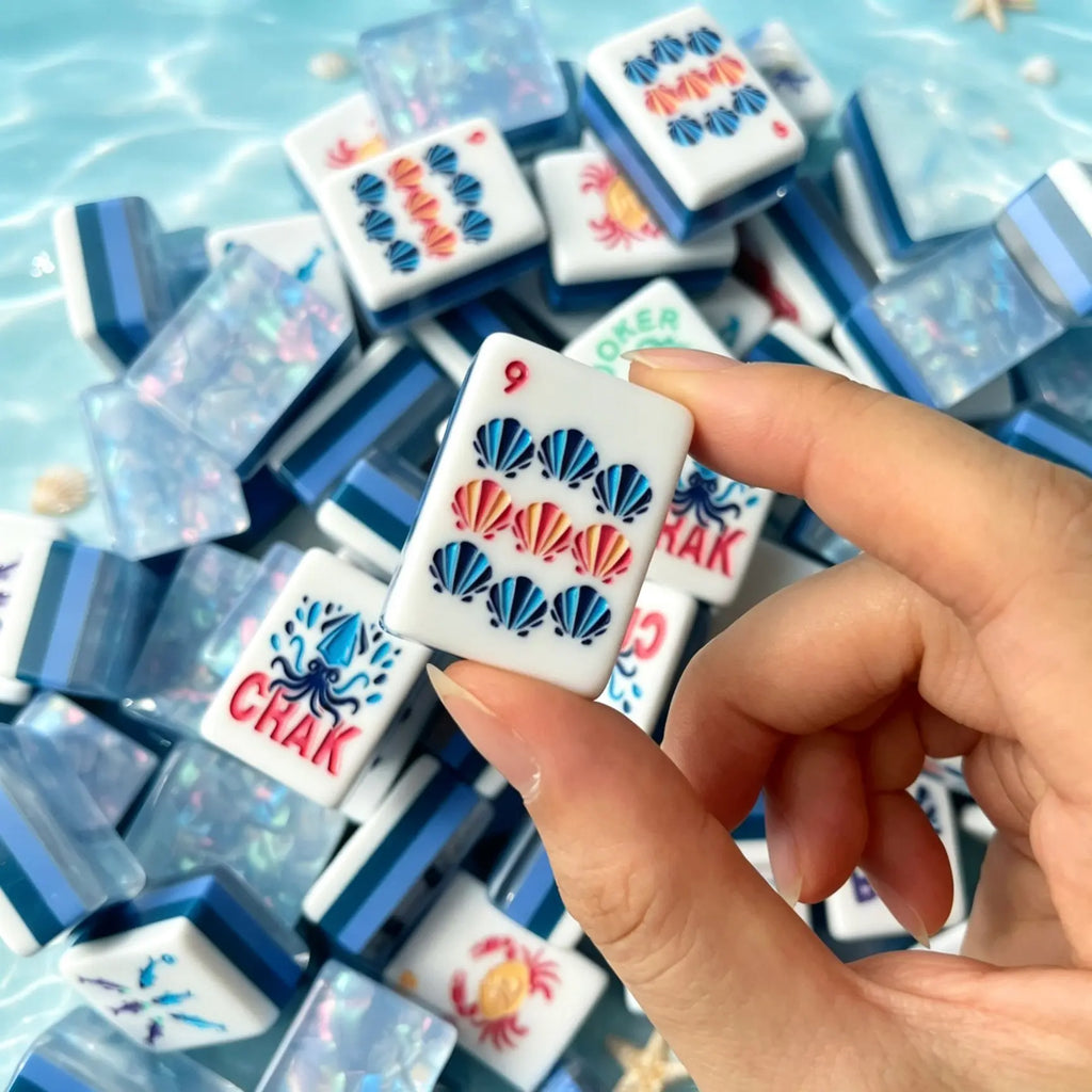 Ice Blue Aquarium Mahjong Tiles