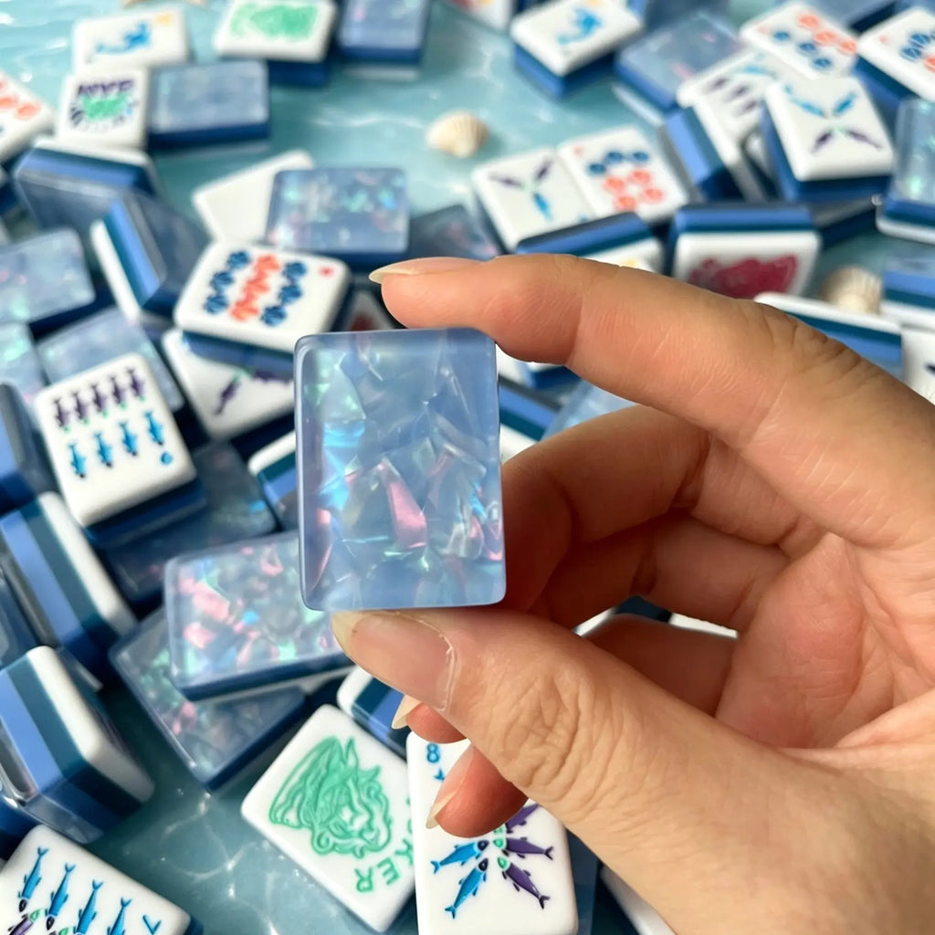 Ice Blue Aquarium Mahjong Tiles