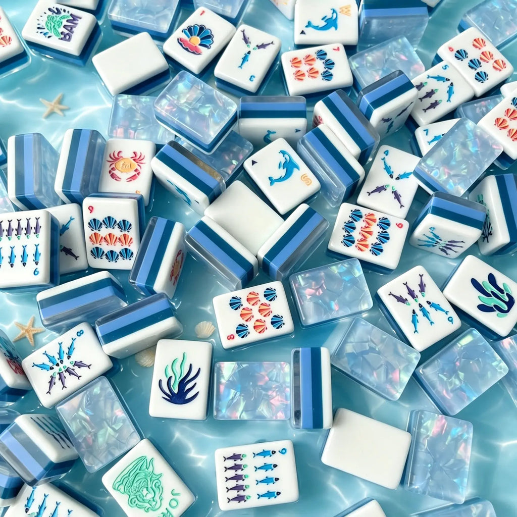 Ice Blue Aquarium Mahjong Tiles