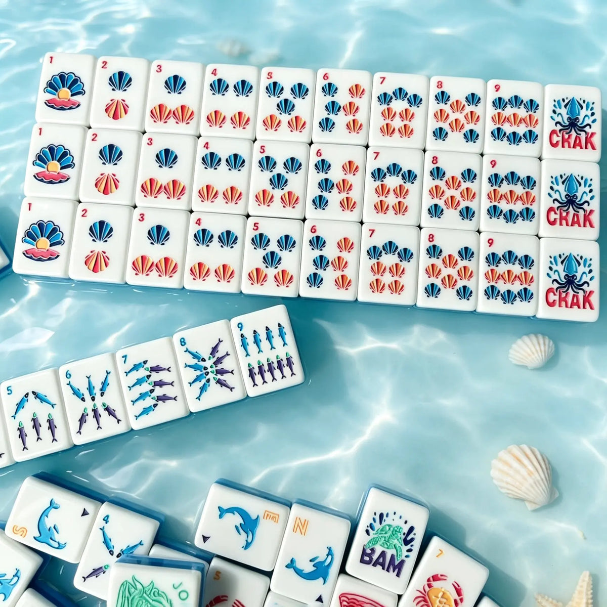 Ice Blue Aquarium Mahjong Tiles