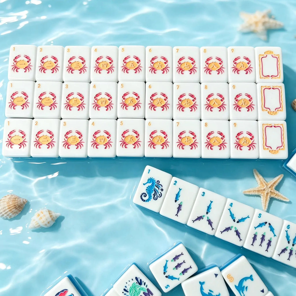 Ice Blue Aquarium Mahjong Tiles