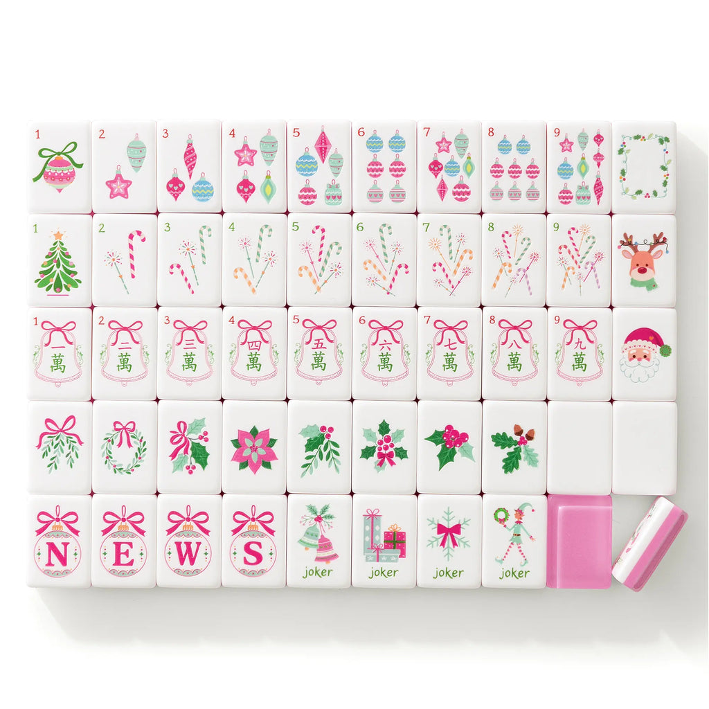 Pink Christmas American Mahjong Tiles