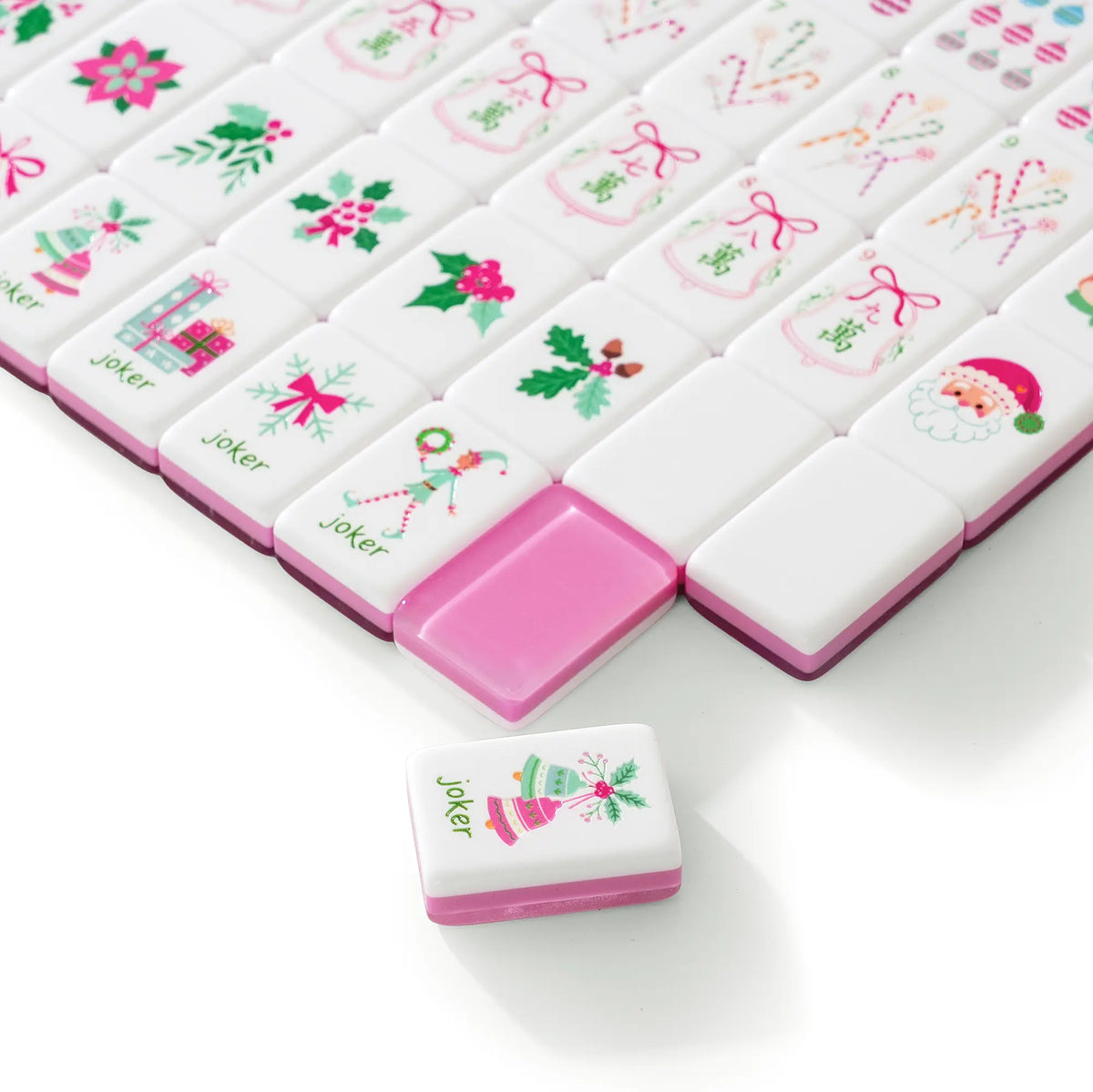 Pink Christmas American Mahjong Tiles