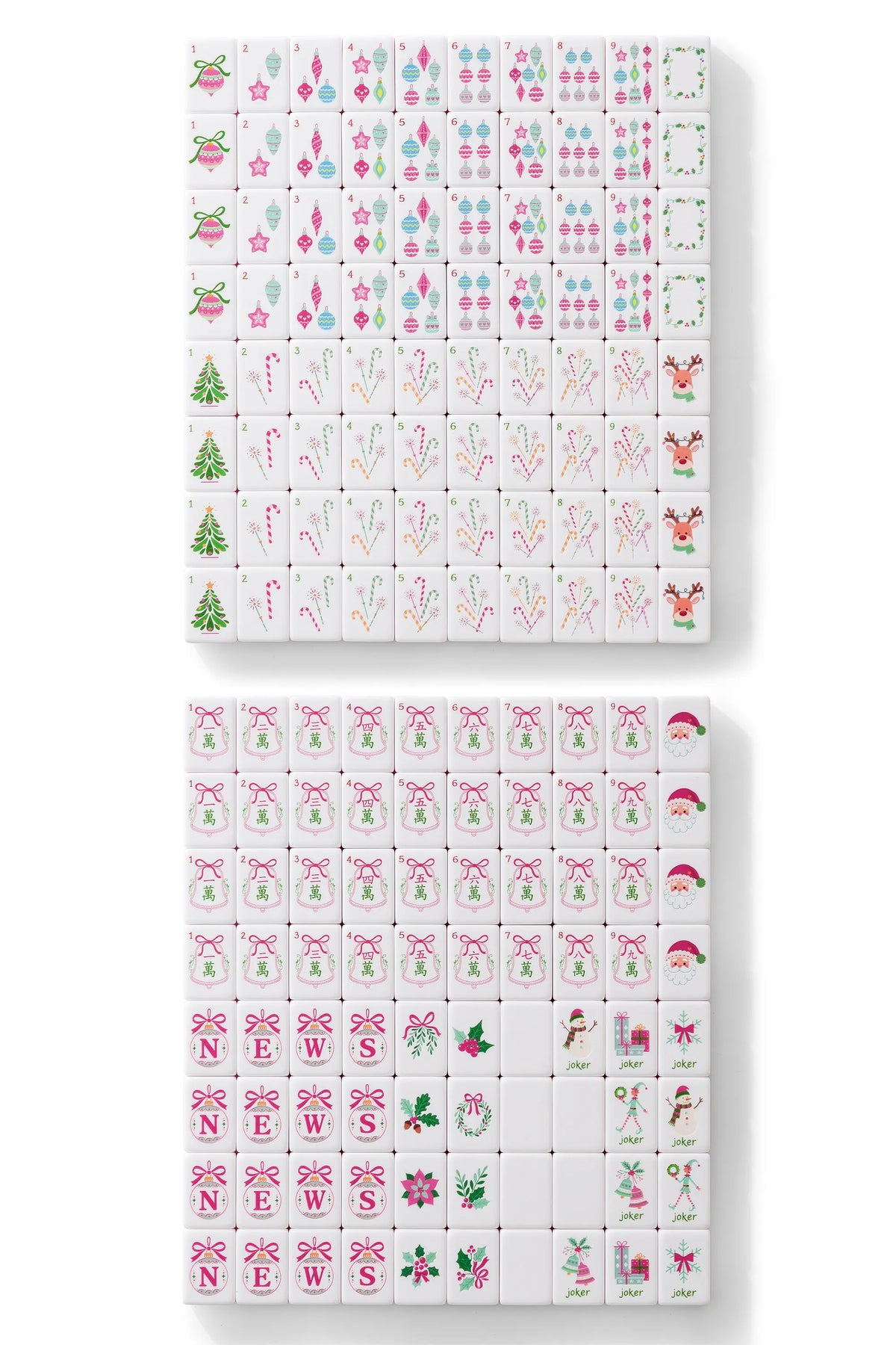 Pink Christmas American Mahjong Tiles