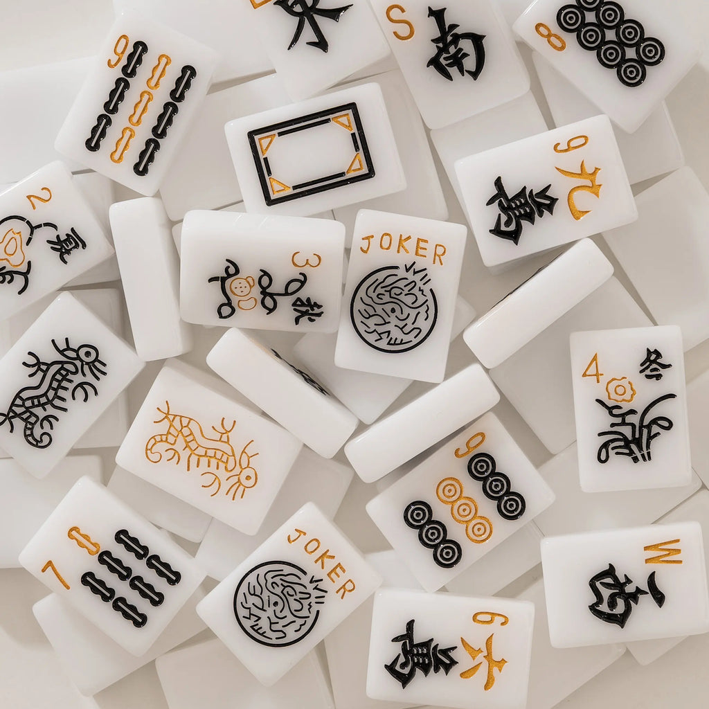 Black Gold Glitter American Mahjong Tiles