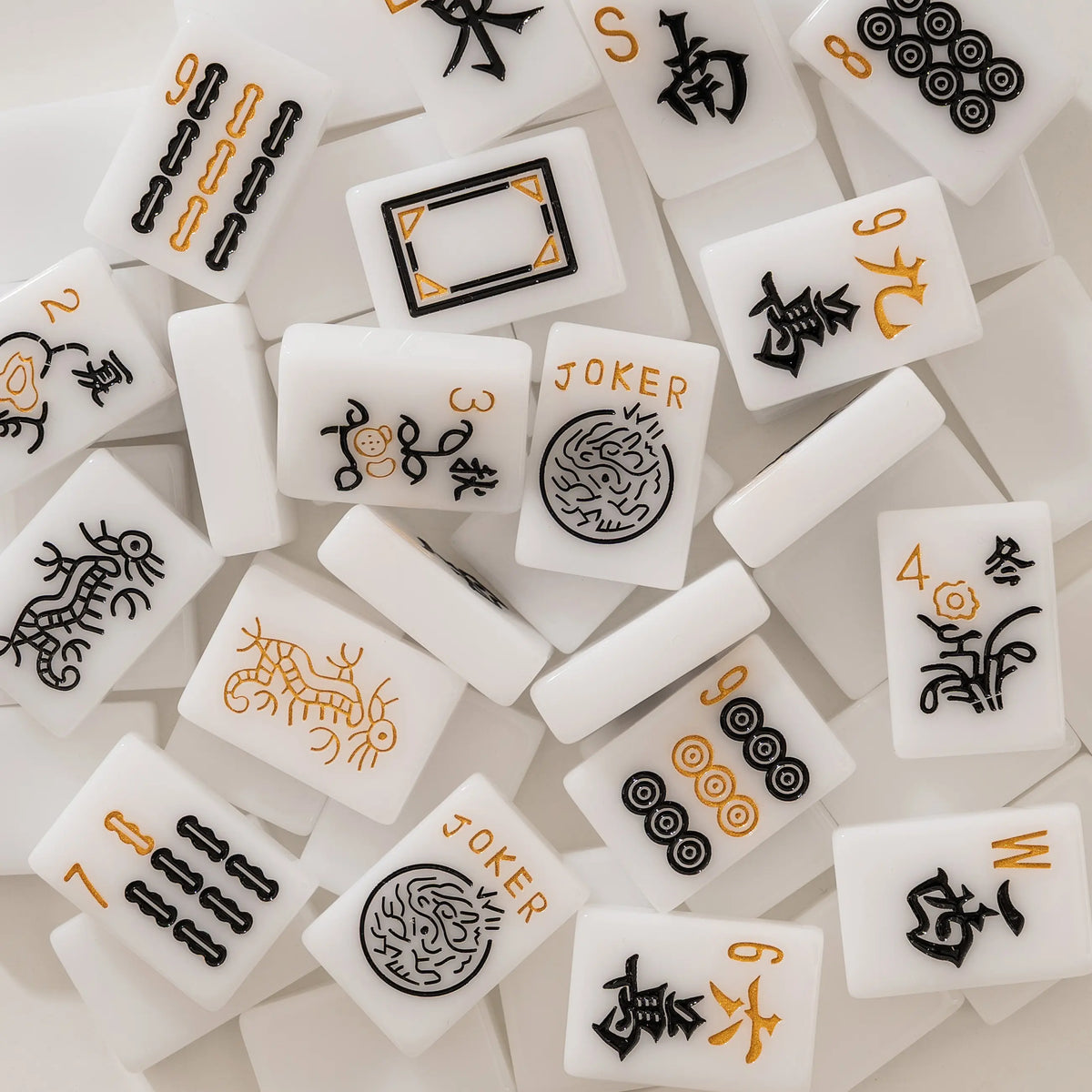 Black Gold Glitter American Mahjong Tiles