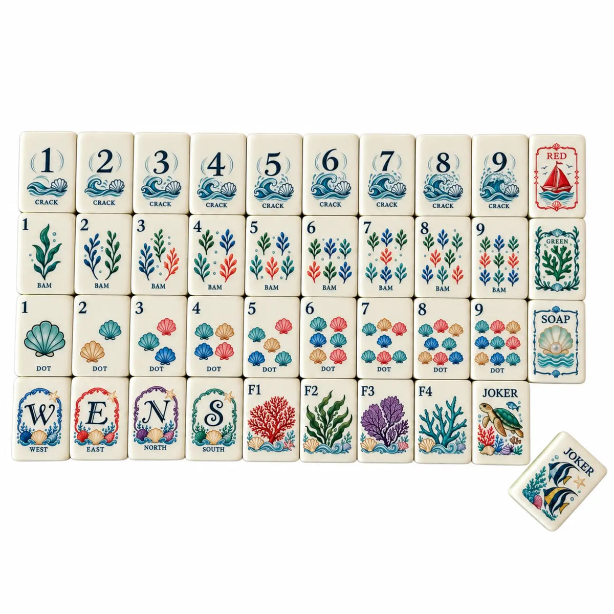 Mint Pearl Coral Reef American Mahjong Tiles