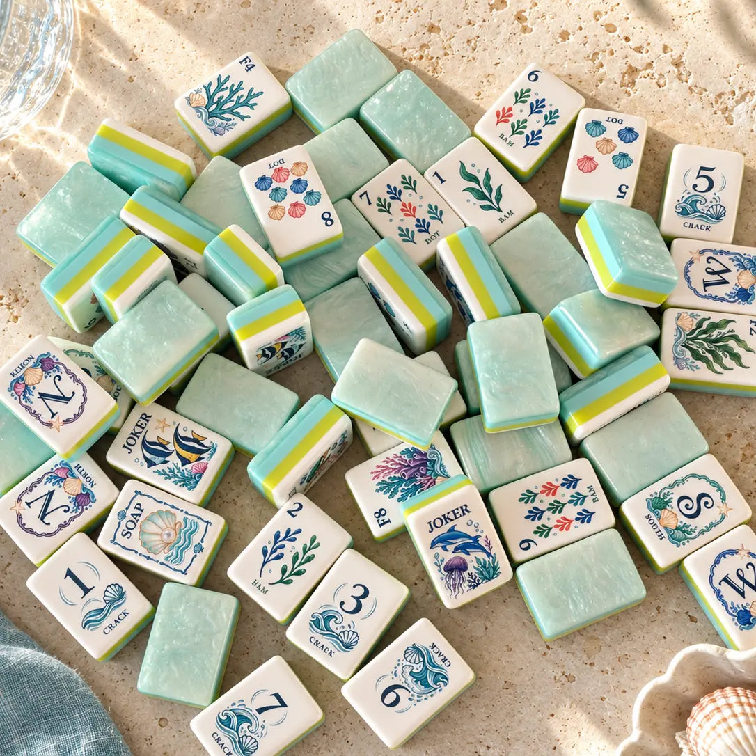 Mint Pearl Coral Reef American Mahjong Tiles