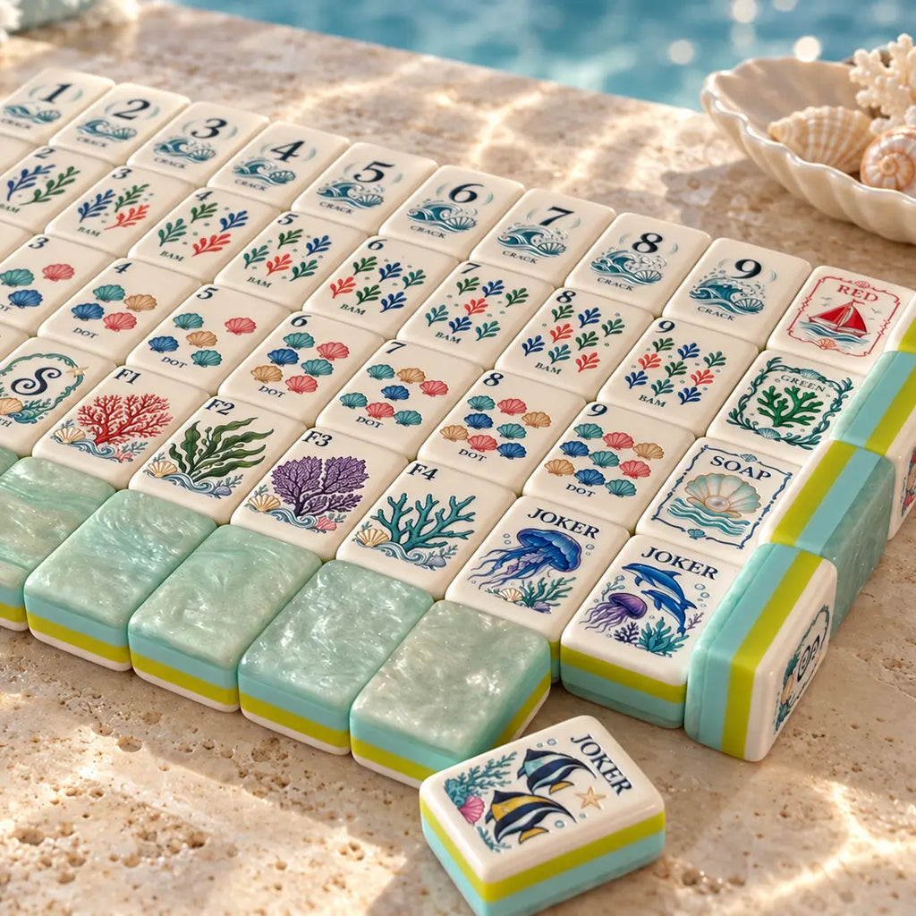 Mint Pearl Coral Reef American Mahjong Tiles