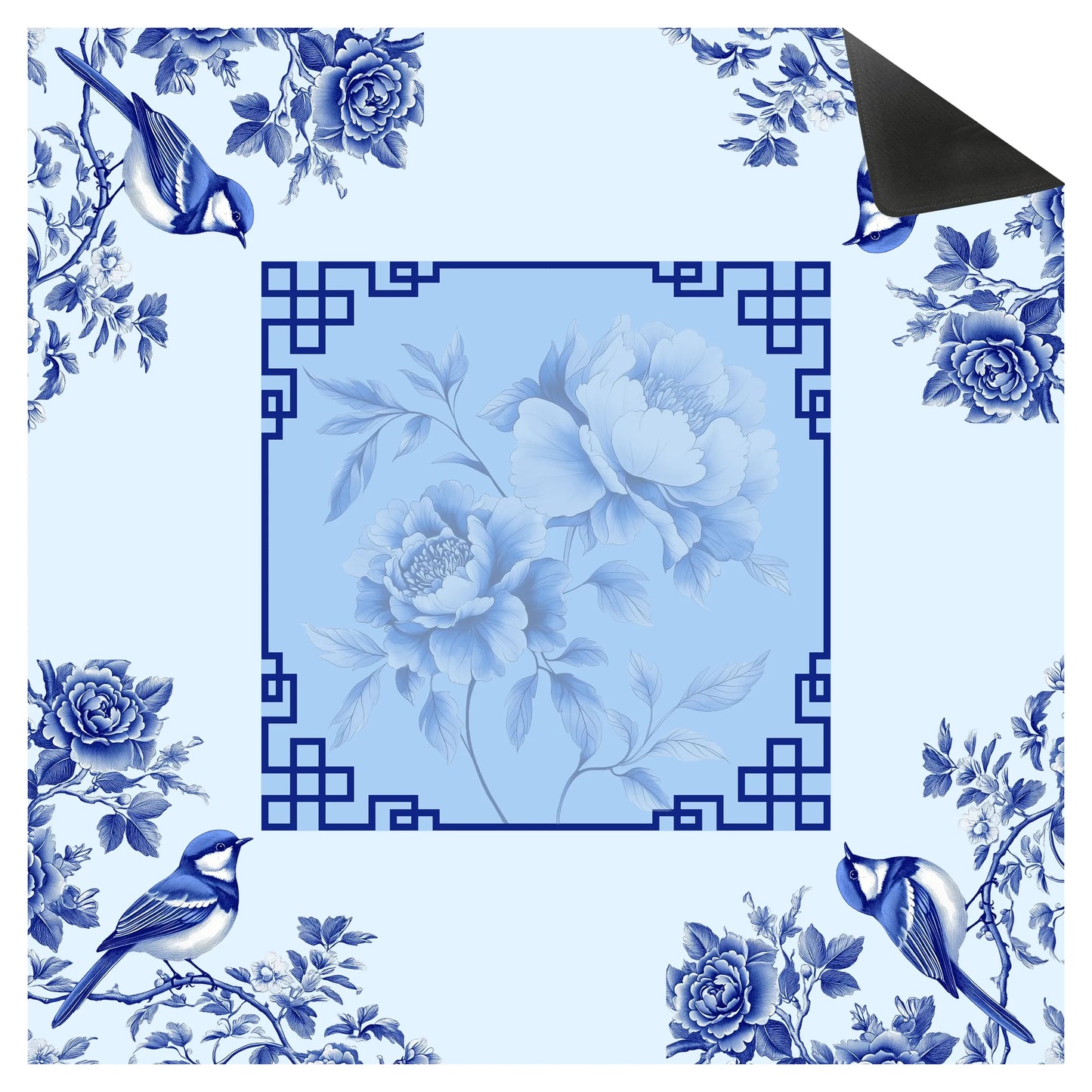 Blue and White Porcelain Mahjong Mat
