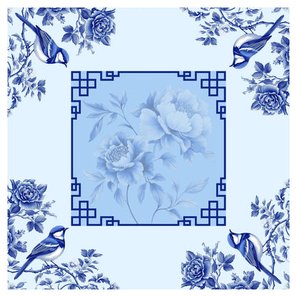 Blue and White Porcelain Mahjong Mat