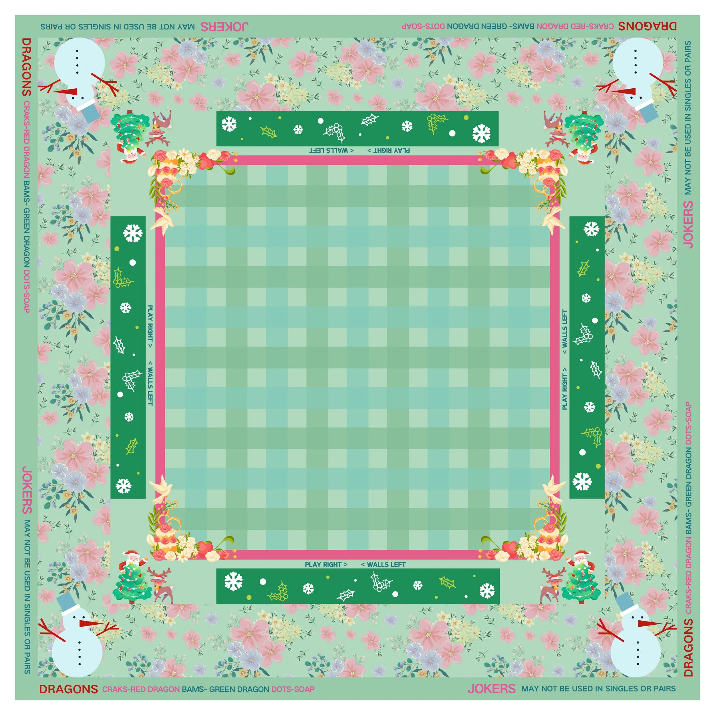 Vintage Christmas Mint Green Mahjong Mat
