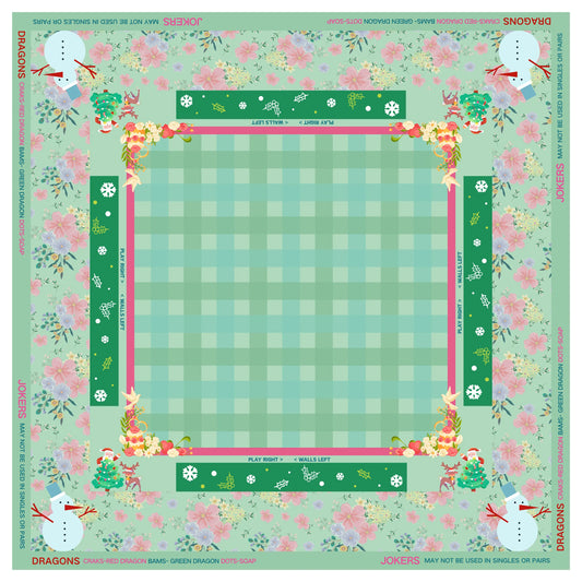 Vintage Christmas Mint Green Mahjong Mat