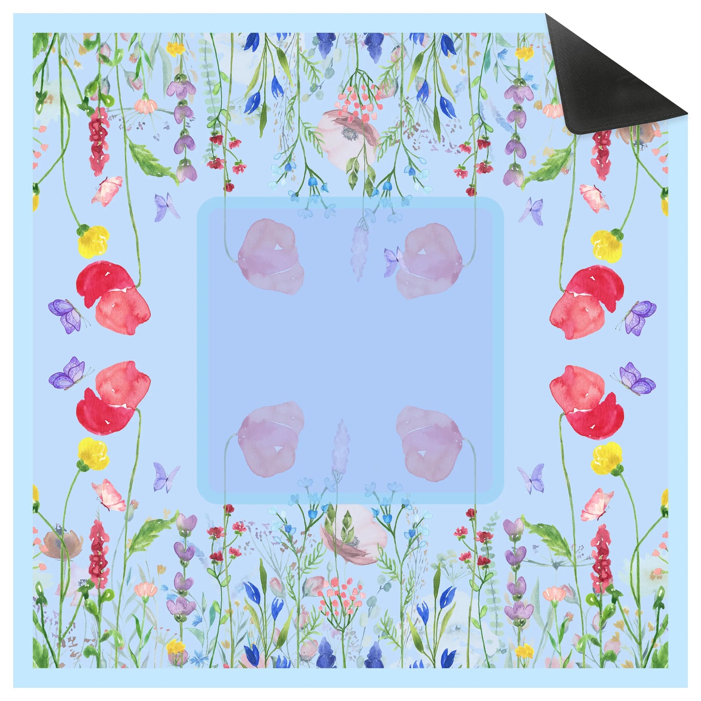 Watercolor Wildflower Meadow Mahjong Mat