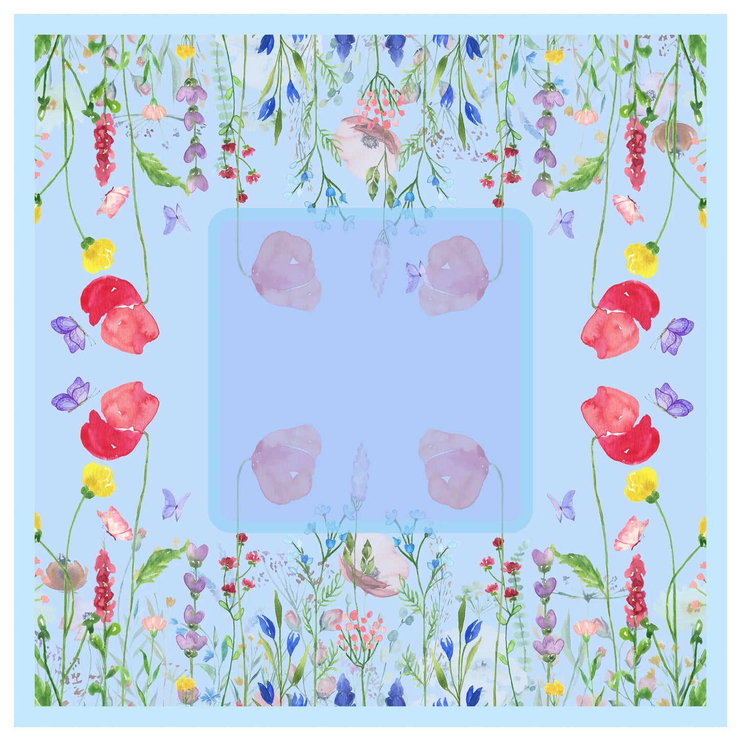Watercolor Wildflower Meadow Mahjong Mat
