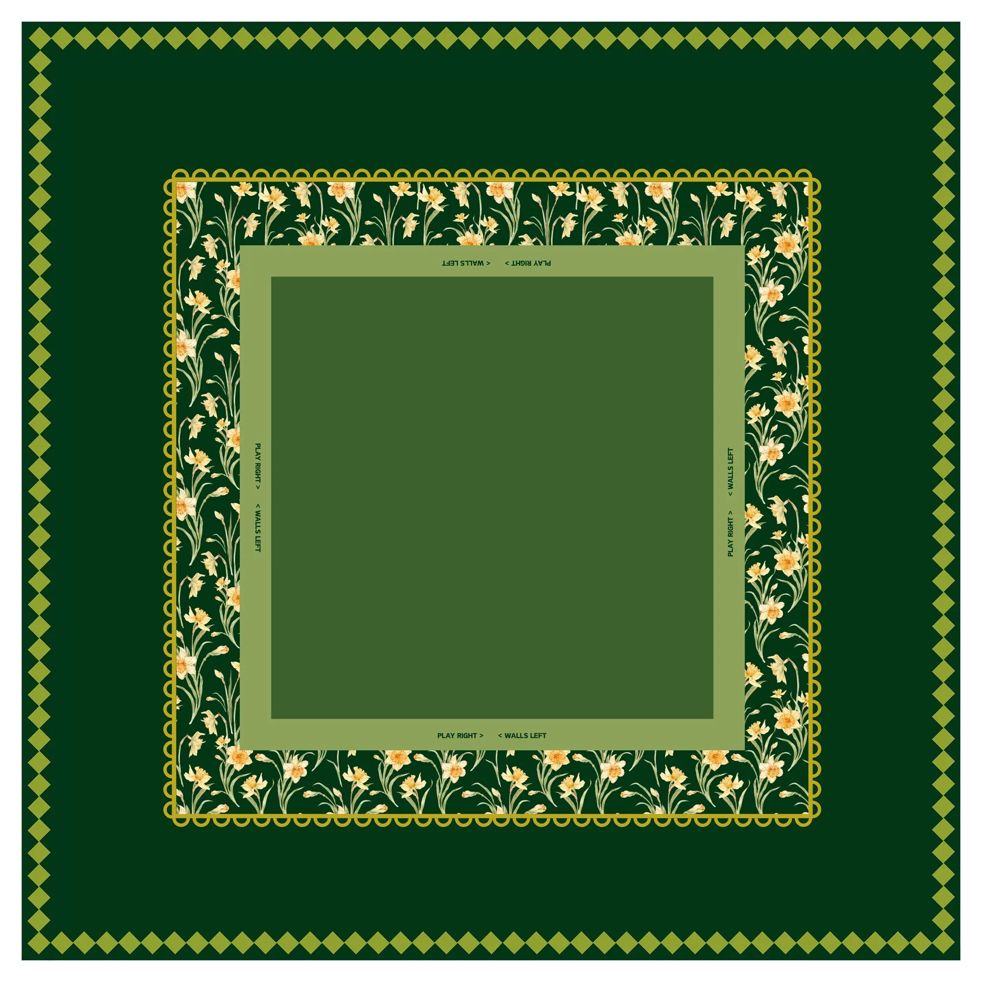 Hunter Green Estate Daffodil Mahjong Mat