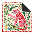 Whimsical Pink Tiger Wildflower Mahjong Mat