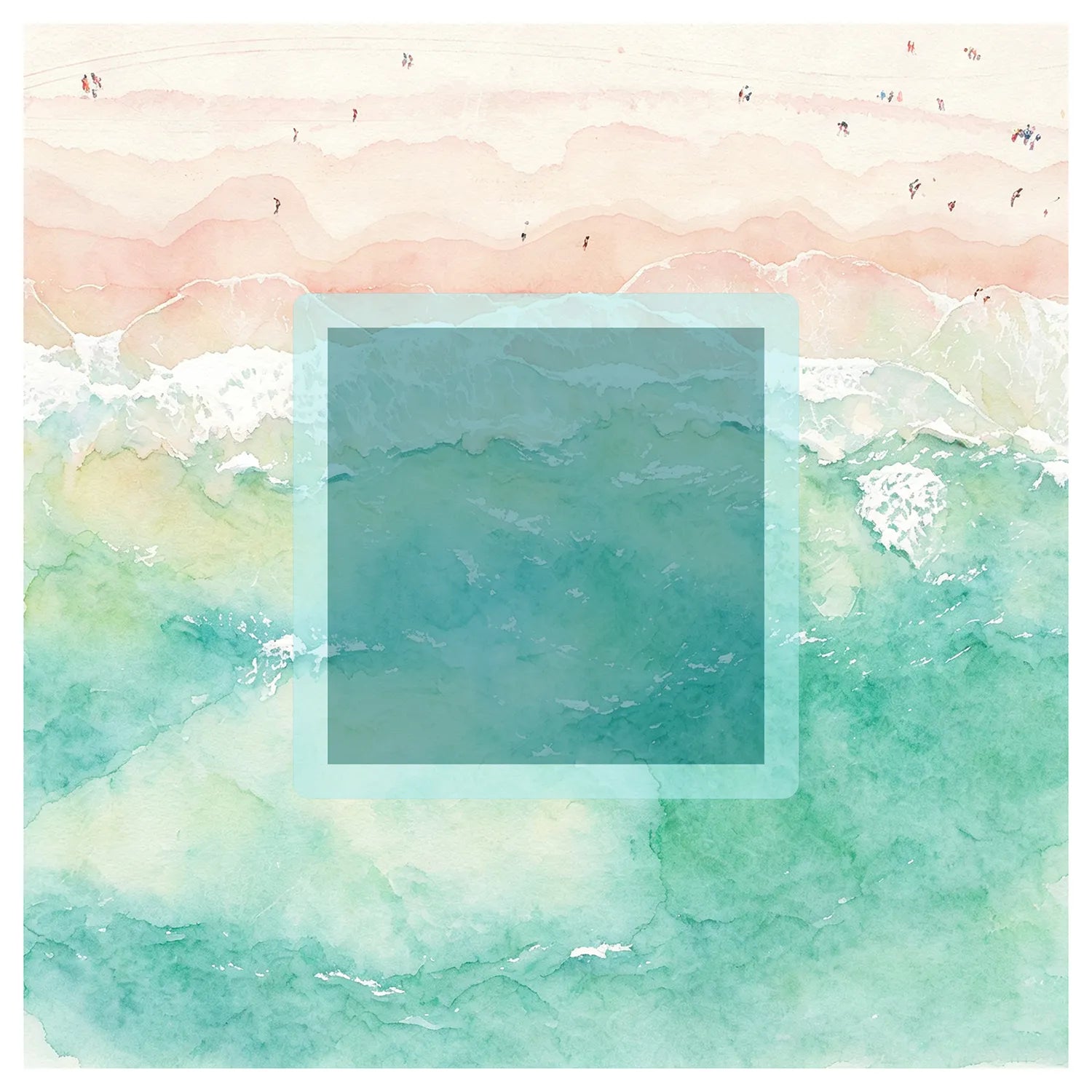 Watercolor Ocean Beach Resort Mahjong Mat