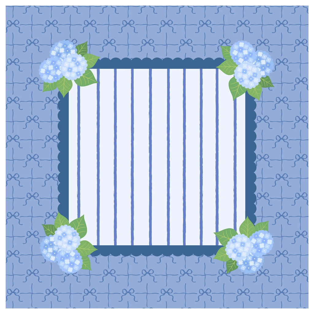 Hydrangea Bows Scalloped Stripe Mahjong Mat
