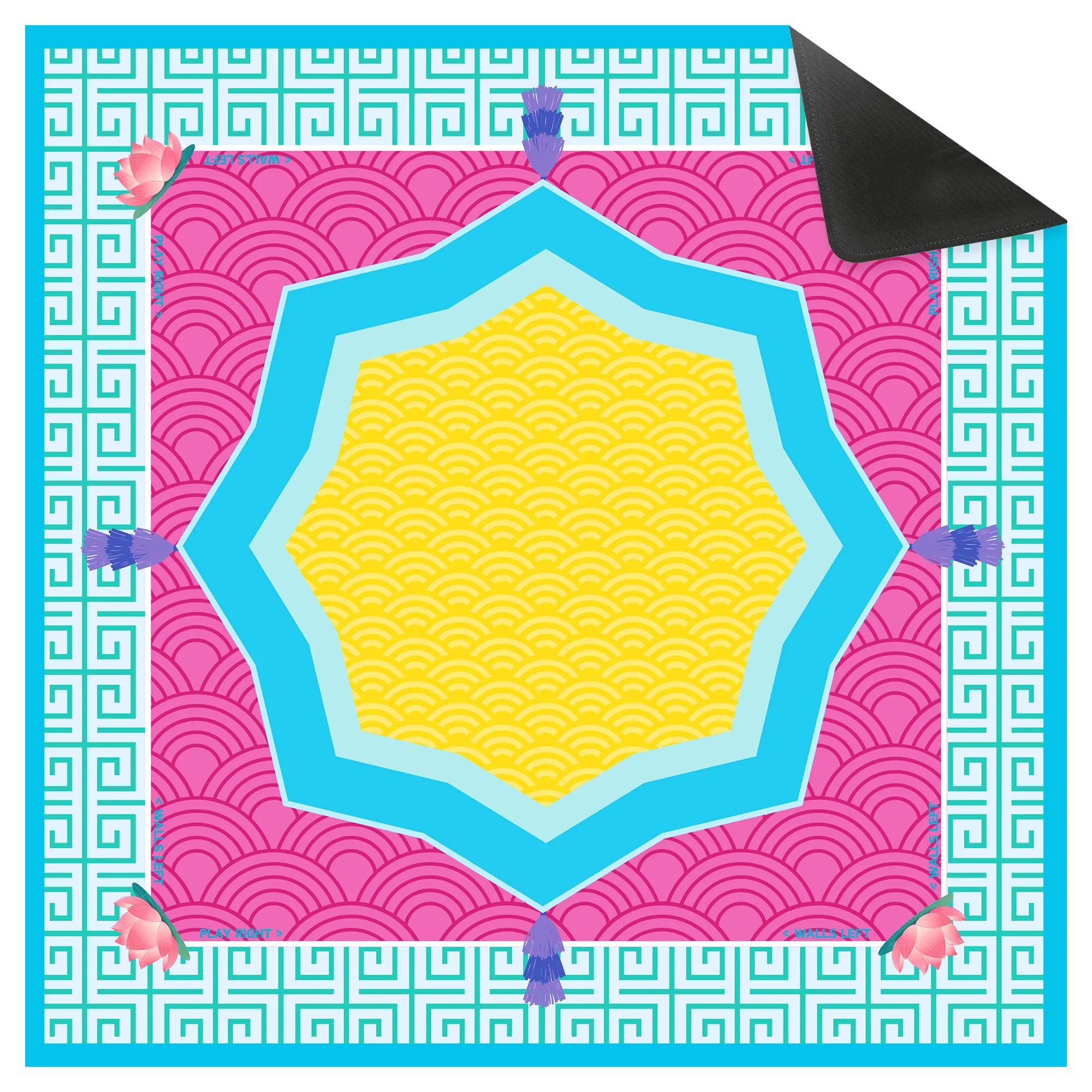 Vibrant Lotus Wave Mahjong Mat