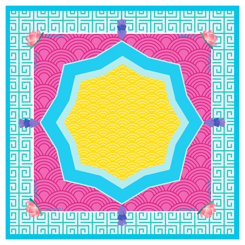 Vibrant Lotus Wave Mahjong Mat