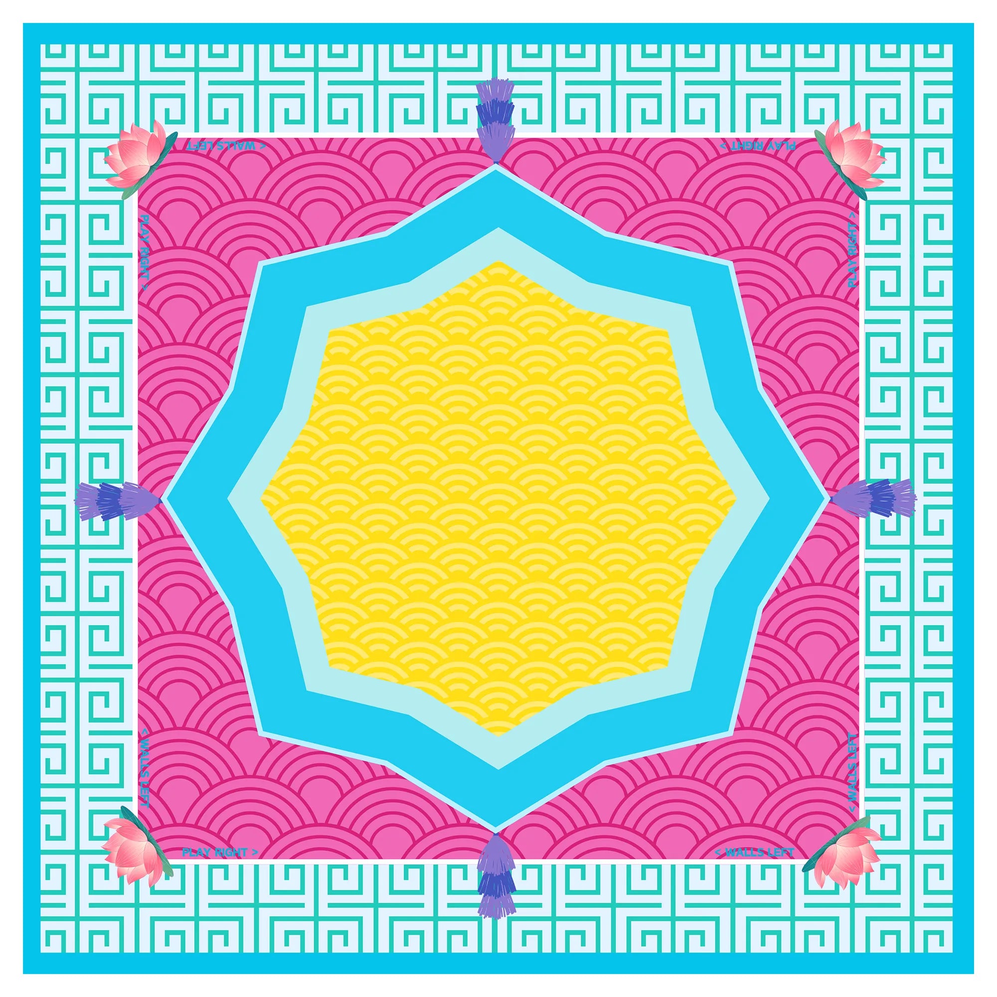 Vibrant Lotus Wave Mahjong Mat