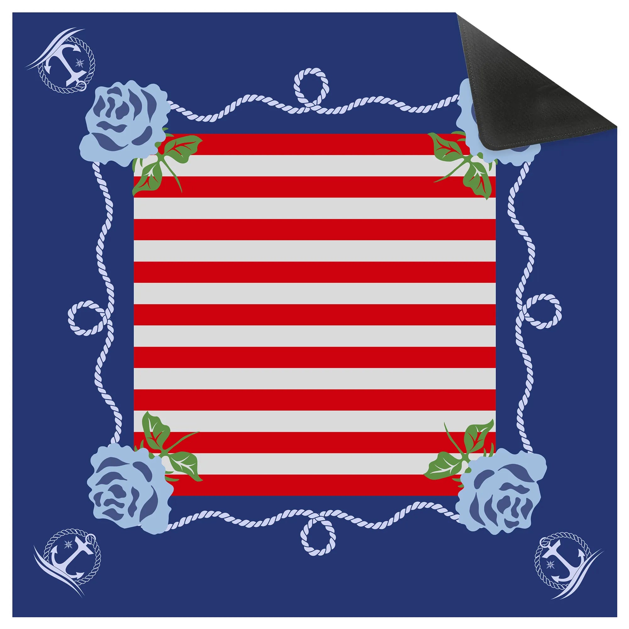 Nautical Anchors Striped Mahjong Mat