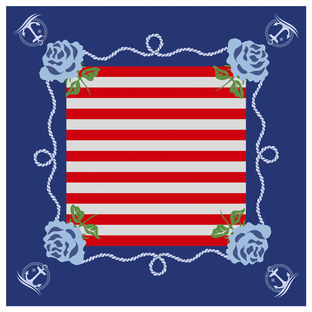 Nautical Anchors Striped Mahjong Mat