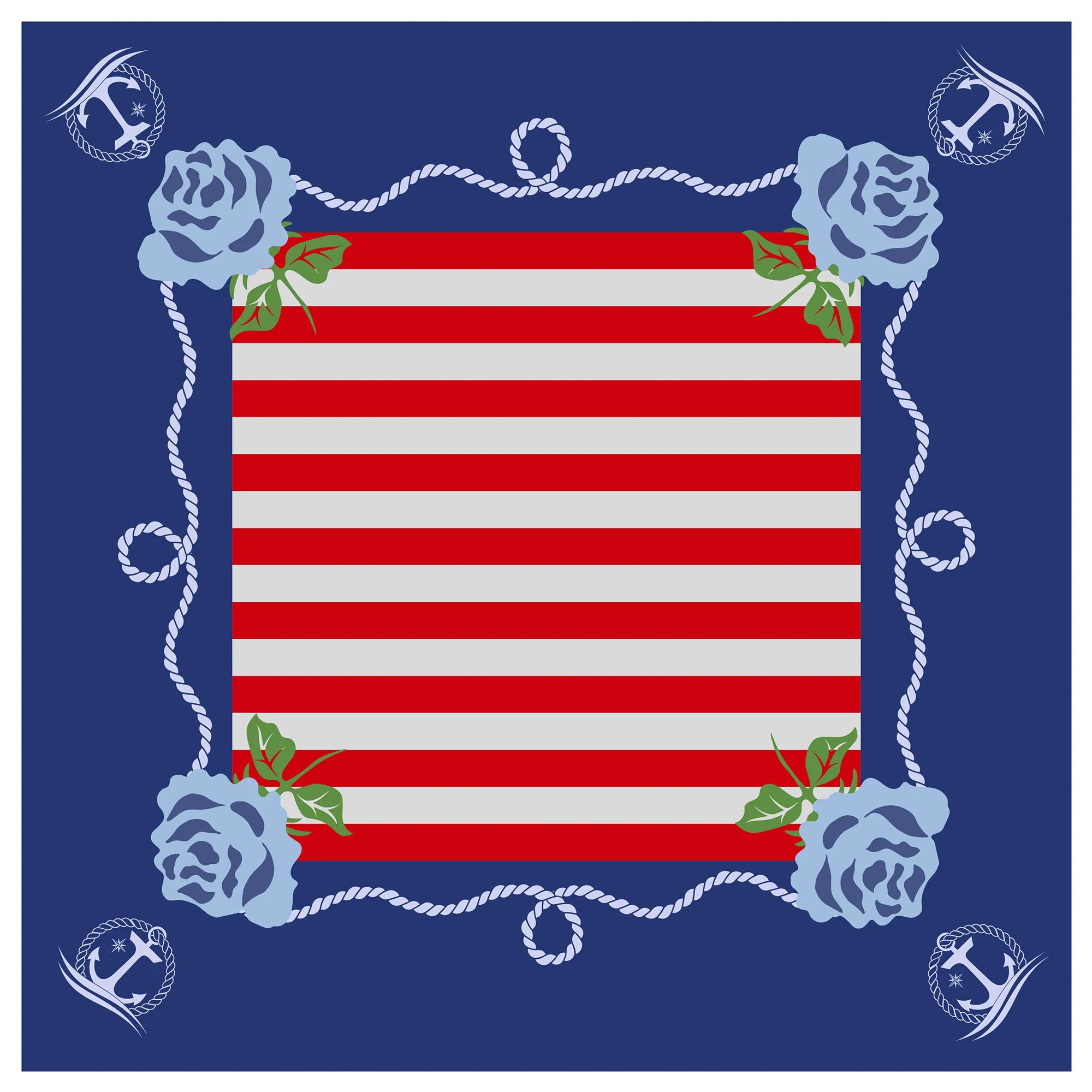 Nautical Anchors Striped Mahjong Mat