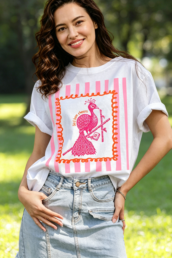 Bird Bam Cheers Mahjong White Cotton Tee