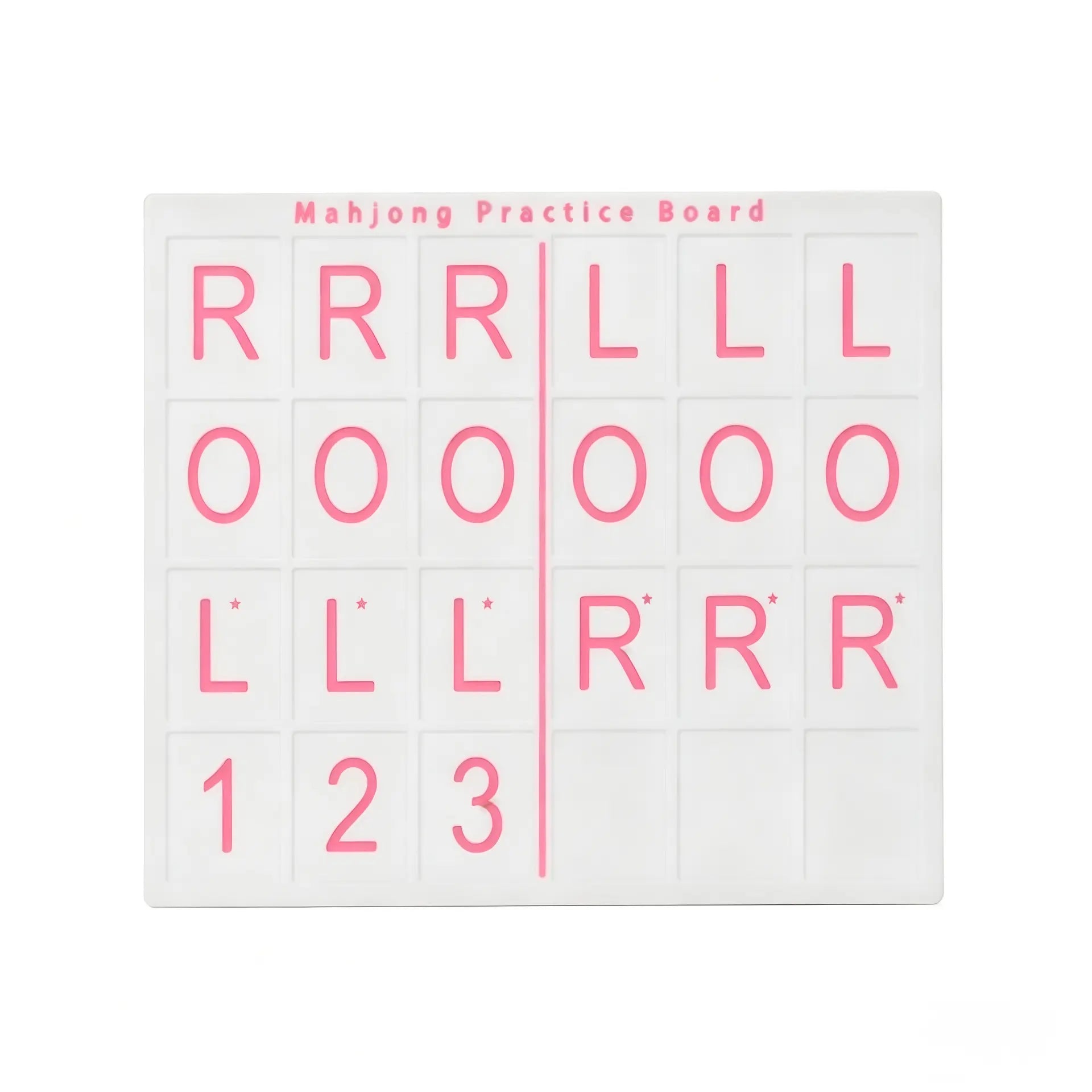 White 3D printed PLA American Mahjong practice board featuring pink lettering, a top title, and a pink center divider line for Charleston passing.