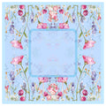 Light blue Mahjong mat featuring a watercolor wildflower pattern with poppies and lavender, including a central play area frame on a non-slip natural rubber base.